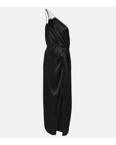 The Sei One-shoulder Silk Midi Dress - Black