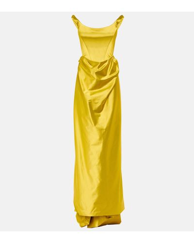 Vivienne Westwood Robe longue en satin - Jaune