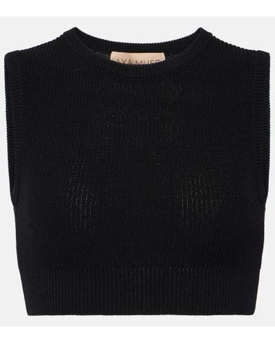 AYA MUSE Top cropped in misto cotone - Nero