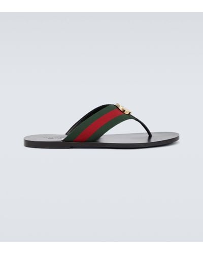 Gucci Kika Web-stripe Woven Flip-flops - Black