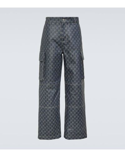 Gucci GG Jacquard Cargo Jeans - Gray