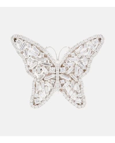 Suzanne Kalan Anello Fireworks Butterfly in oro bianco 18kt con diamanti