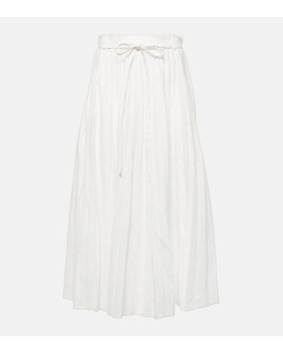 JOSEPH Plisse Linen And Cotton-blend Midi Skirt - White