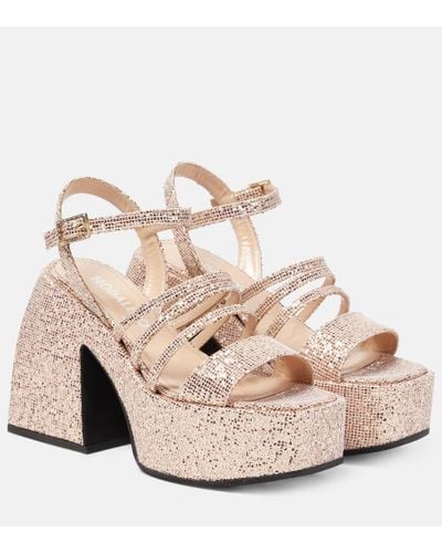 NODALETO Bulla Chibi Glitter Platform Sandals - Pink