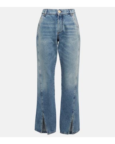 Balmain Jeans rectos de tiro alto - Azul