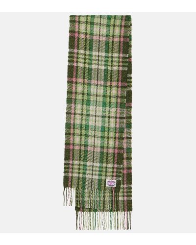 Acne Studios Checked Wool And Silk-blend Scarf - Green
