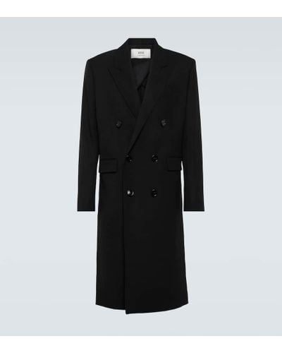 Ami Paris Double-breasted Wool Coat - Black