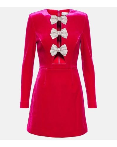 Rebecca Vallance Bernadette Bow-detail Velvet Minidress - Red