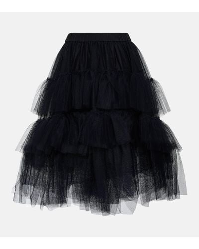 Simone Rocha Tiered Tulle Midi Skirt - Black