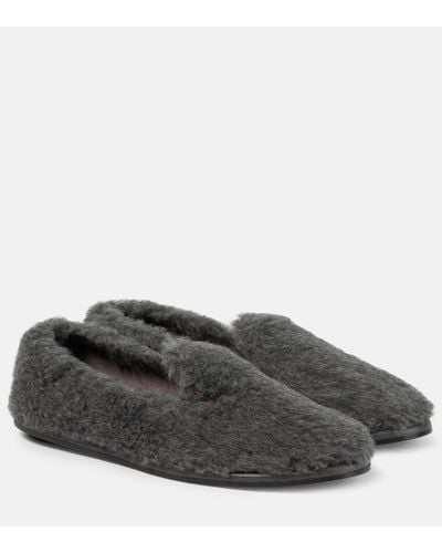 Max Mara Feliac Faux Fur Slippers - Gray