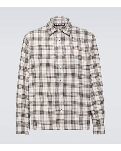 Acne Studios Checked Cotton Flannel Shirt - White