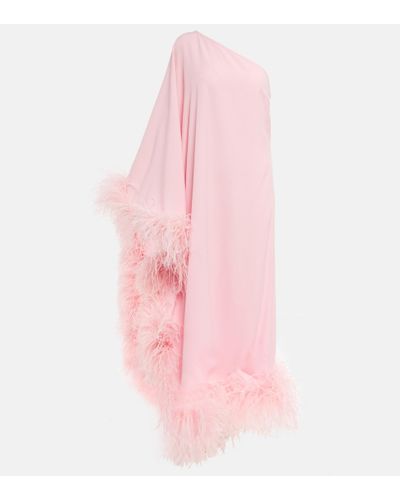 ‎Taller Marmo Ubud Feather-trimmed Crepe Gown - Pink