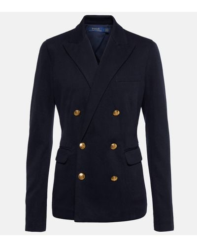 Polo Ralph Lauren Knit Double-breasted Blazer - Blue