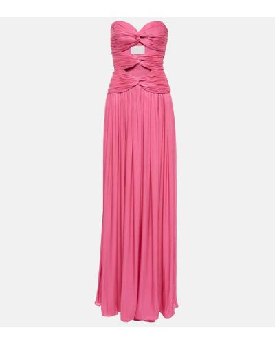 Costarellos Abito lungo Ambria in georgette con cut-out - Rosa