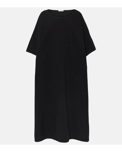 The Row Isora Cotton Poplin Midi Dress - Black