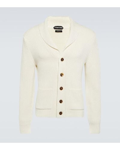 Tom Ford Ribbed-knit Wool And Silk Cardigan - Natural