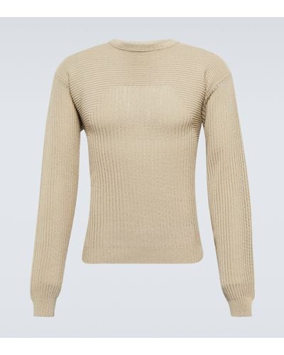 Rick Owens Ribbed-knit Cotton Jumper - Natural