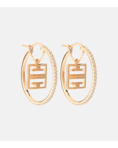 Givenchy 4g Crystal-embellished Hoop Earrings - Metallic