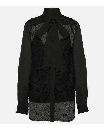 Elie Saab Bluse aus einem Seidengemisch mit Spitze - Schwarz