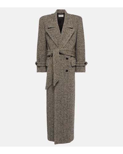 Saint Laurent Oversized Wool-blend Coat - Grey