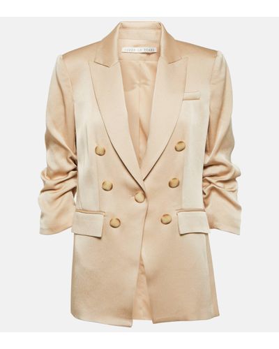 Veronica Beard Tomi Dickey Double-breasted Satin Blazer - Natural