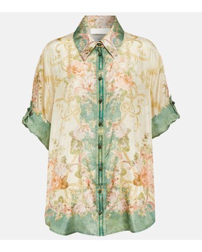Zimmermann Camisa de seda de manga corta - Multicolor