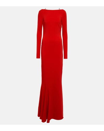 Givenchy Robe longue en crepe a ornements - Rouge