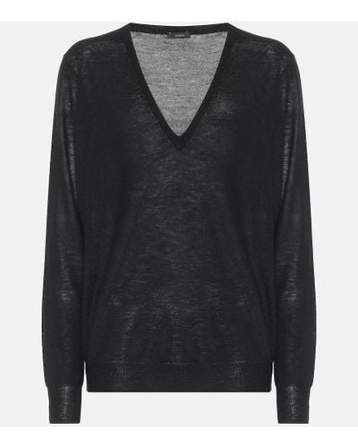 JOSEPH Cashair Cashmere V-neck Sweater - Black