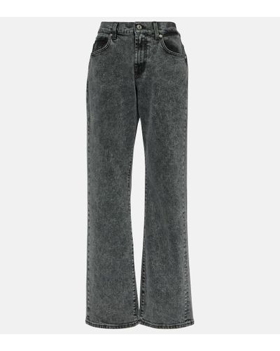 7 For All Mankind Low-rise Straight-leg Jeans - Gray