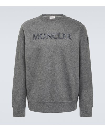 Moncler Sweat-shirt en laine melangee a logo - Gris
