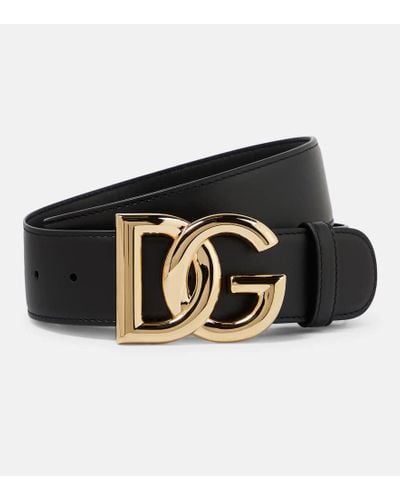 Dolce & Gabbana Cinturon DG de piel - Negro
