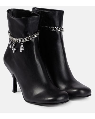 JW Anderson Embellished Leather Ankle Boots - Black