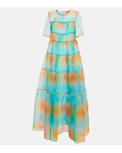 STAUD Hyacinth Tiered Maxi Dress - Blue