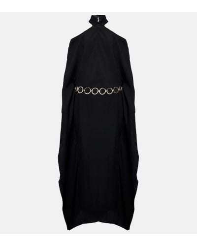 ‎Taller Marmo Mambo Belted Cold-shoulder Crepe Gown - Black