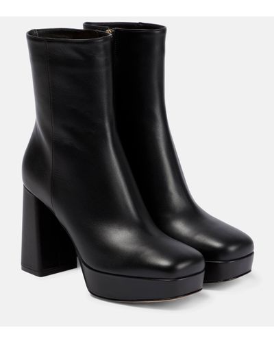 Gianvito Rossi Leather Platform Ankle Boots - Black