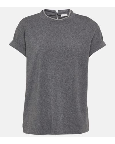 Brunello Cucinelli T-Shirt aus einem Baumwollgemisch - Grau