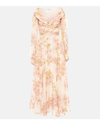 Giambattista Valli Ruched Floral Silk Georgette Gown - Multicolor