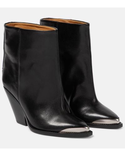 Isabel Marant Ladel Leather Ankle Boots - Black