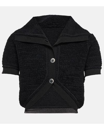 Jacquemus Le Cardigan Campana Knit Crop Top - Black