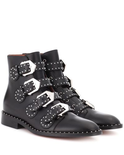 Givenchy Elegant Ankle Boots Aus Leder Mit Nieten - Schwarz