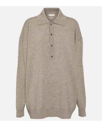 The Row Wool-blend Polo Top - Gray