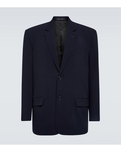 Balenciaga Blazer oversize in twill di lana - Blu