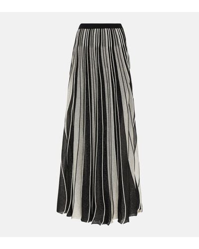 Costarellos Striped Pleated Maxi Skirt - Black