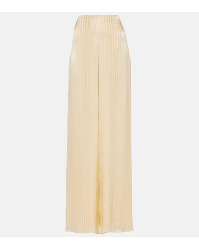 Loro Piana Dresden Striped Silk Wide-leg Trousers - Natural