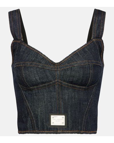 Dolce & Gabbana Bustier-Top aus Denim - Schwarz