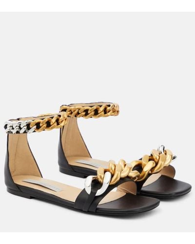 Stella McCartney Falabella Embellished Flat Sandals - Metallic