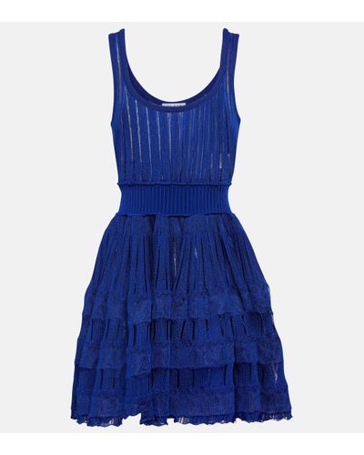 Alaïa Knitted Mini Dress - Blue