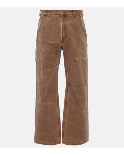 Acne Studios Palma Mid-rise Canvas Straight Trousers - Brown