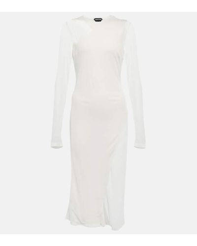 Tom Ford Crepe Jersey Midi Dress - White