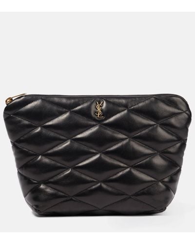 Saint Laurent Sade Quilted Leather Pouch - Black